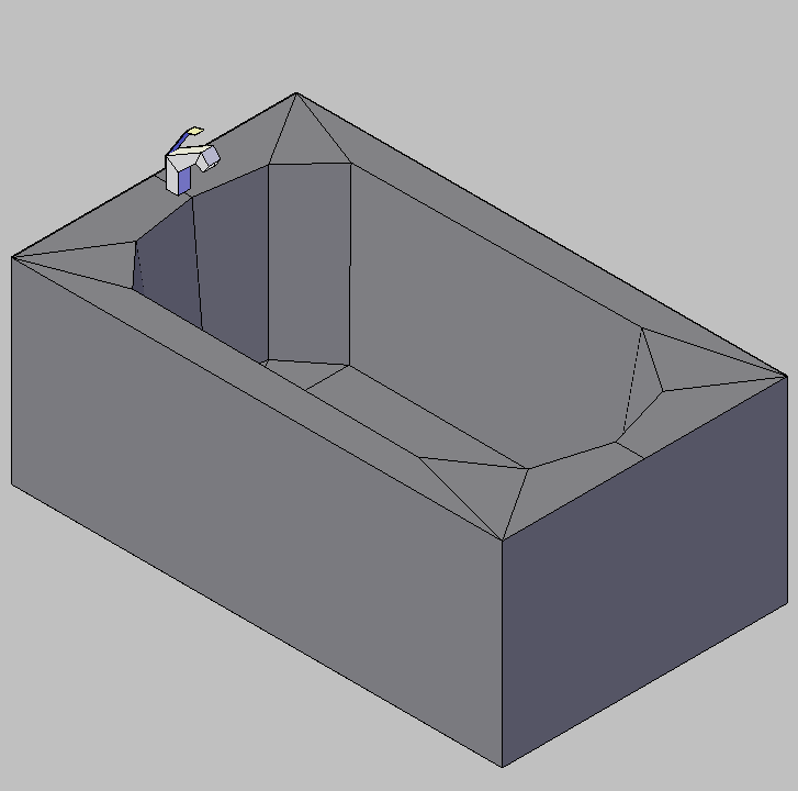 Bloque Autocad Vista de Bañera 04 en 3D